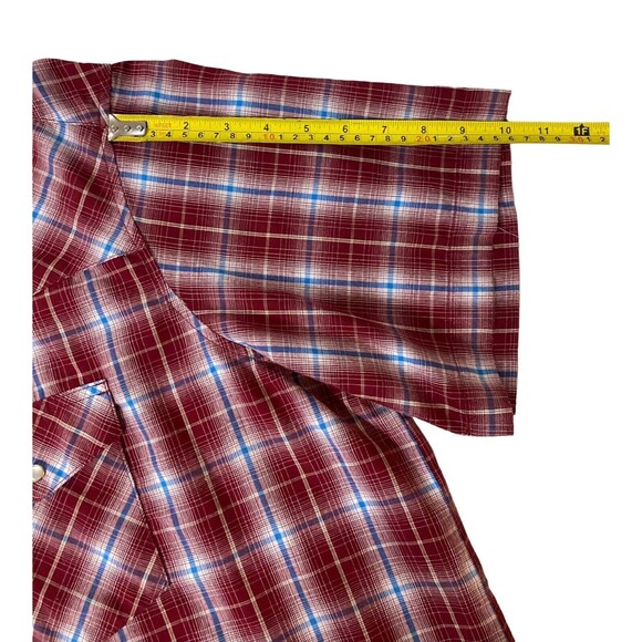 Wrangler Western Red Plaid Pearl Snap Cowboy Shirt Short Sleeve Mens Size 2XL - Picture 4 of 12
